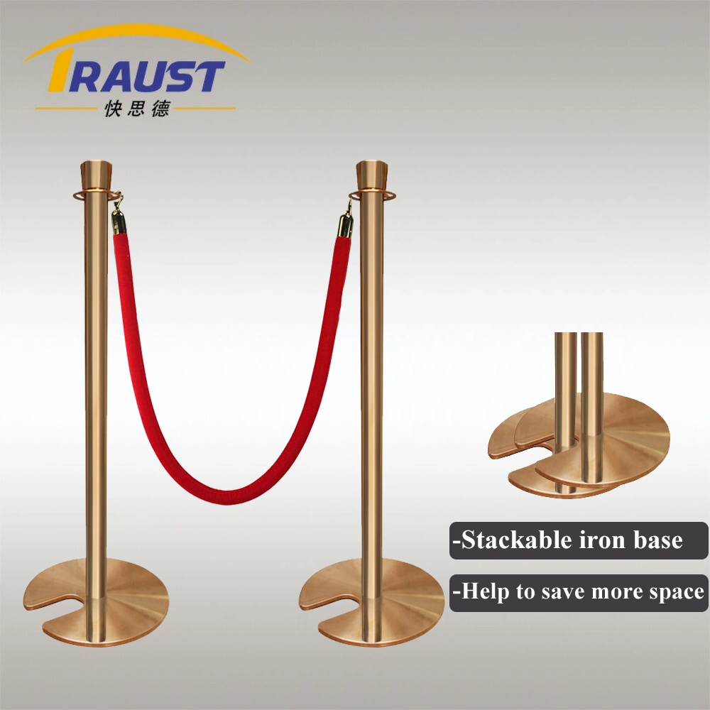 Stainless Steel Rope Post with Stackable Base for Crowd Control