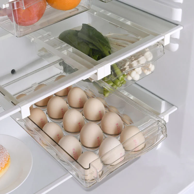 Transparent Pull out Pet Plastic Clear Refrigerator Fridge Drawer Storage Box Container Organizer Bins