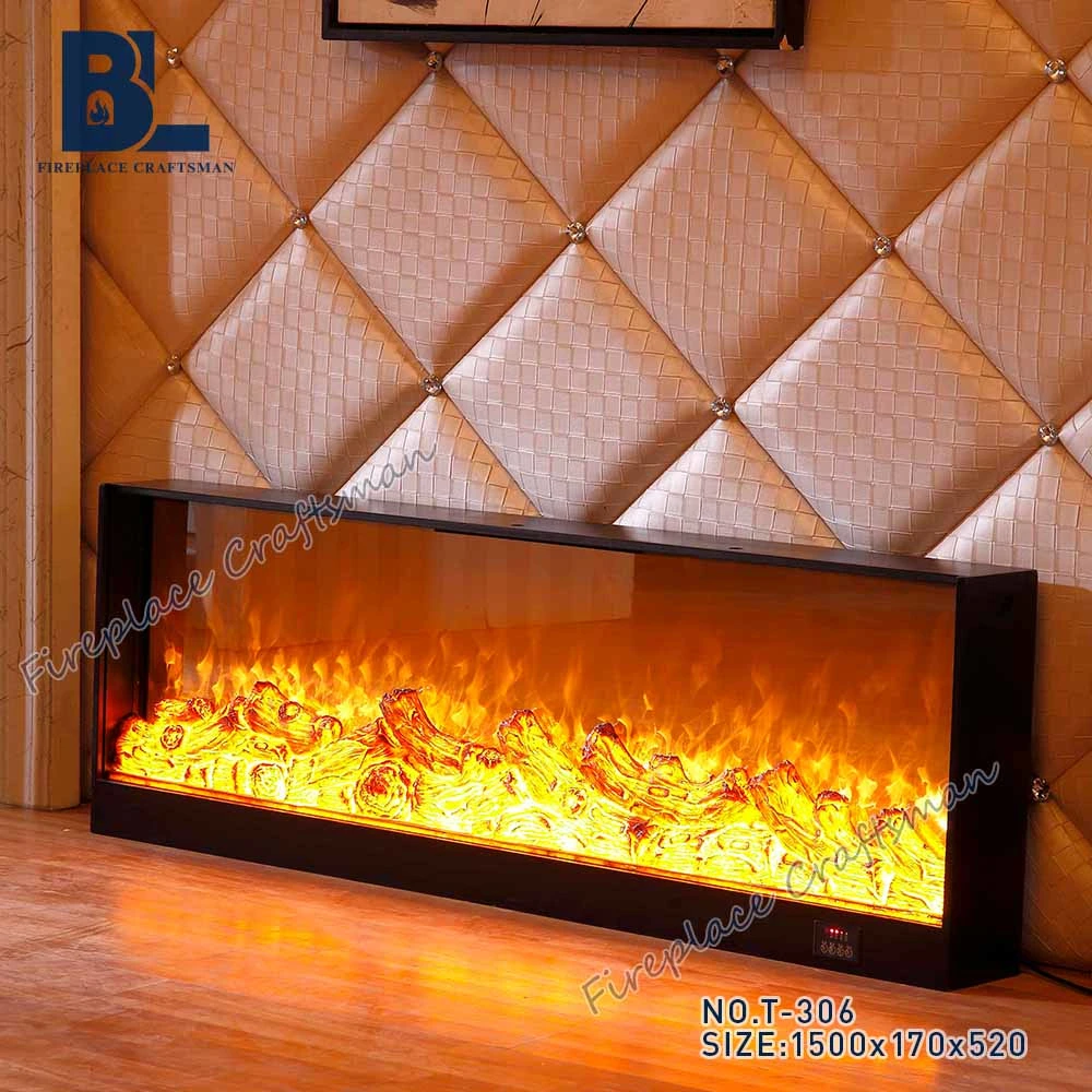 MDF Cast Iron Furnace Core LED Lights Electric Fireplace Insert Burner Stoves for Living Room Decorative