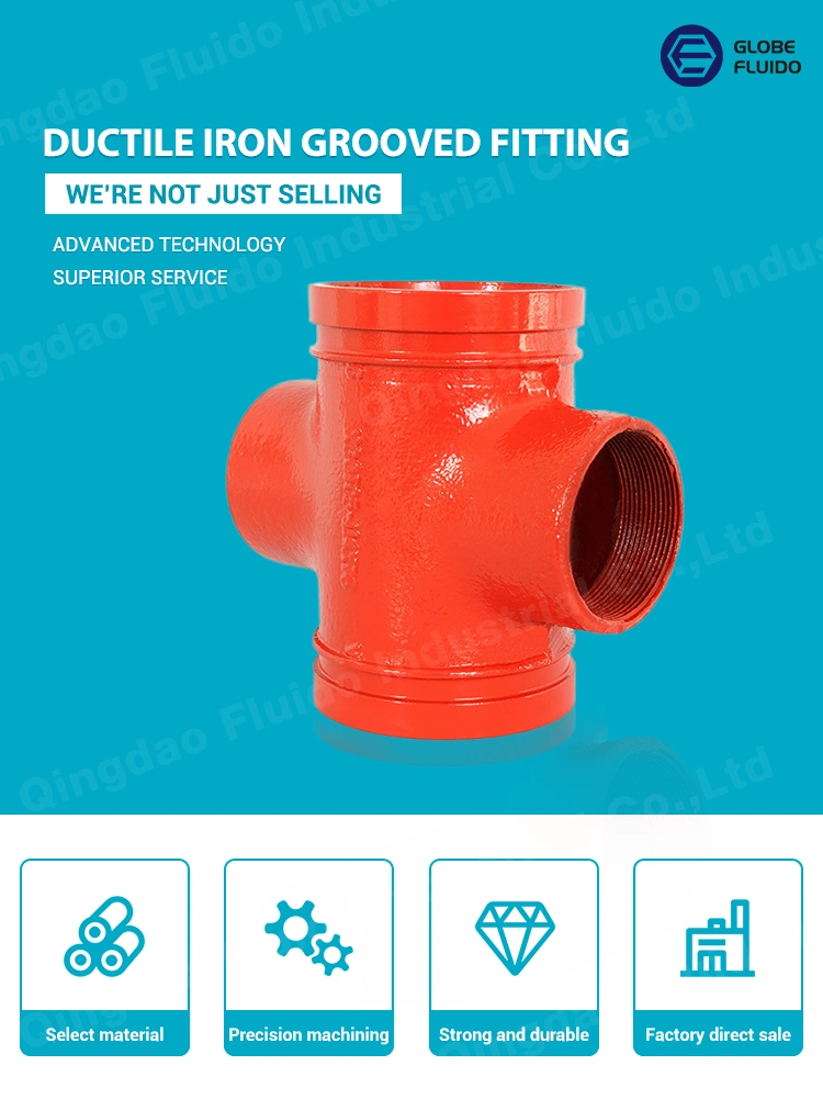 UL FM Ductile Iron Cast Iron Grooved Pipe Fittings Adaptor Flanges