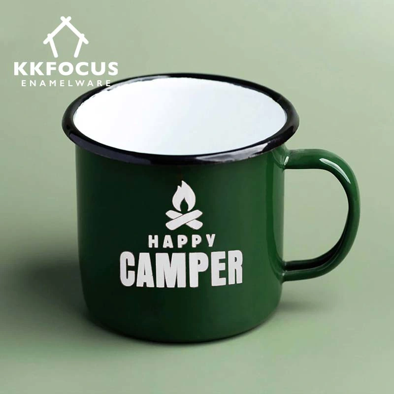 8cm Enamel Mug 12oz Enamel Cup Straight Enamel Cup Gift Cup Camping Mug