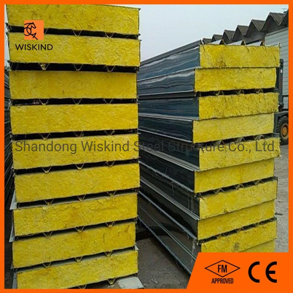 Fire Resistance/Sound Absorption Glass Wool Rock Wool PU Wall/Roofing Panel Composite Board for Steel Building with ISO