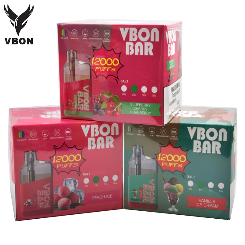 2023 Wholesale New Vbon Smooth Taste RGB Light 12000 Puffs Vaporizer E-Juice Vape