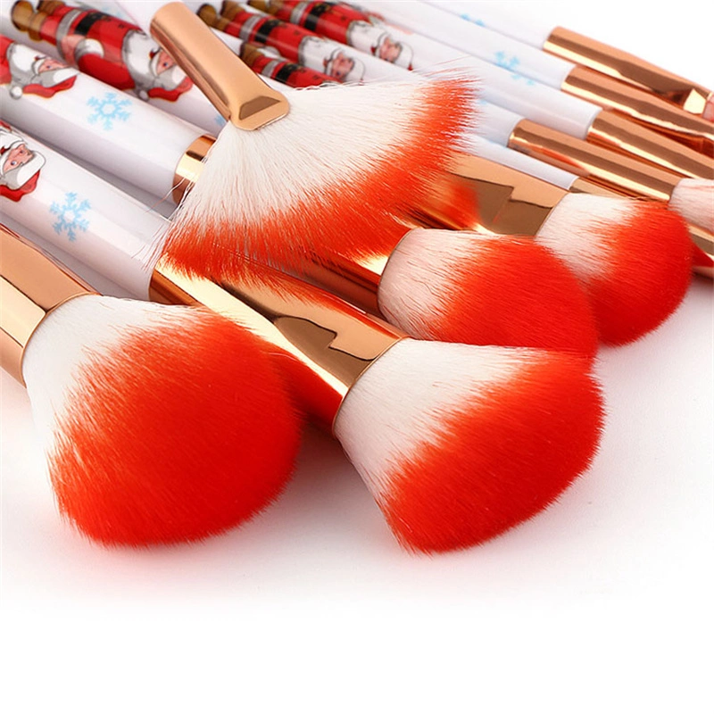 10 PCS Christmas Color Make up Dome Blush Brush Christmas Gift Cosmetic Tools Makeup Brush Sets