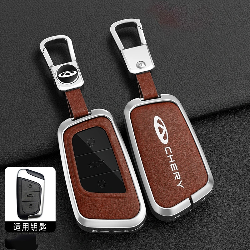 Fashionable TPU Remote Metal Leather Car Key Case Cover for Chery