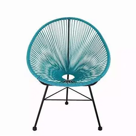 Indoor Outdoor Oval Weave Lounge Patio Papasan Chair Wicker Sun Chair Bistro Set Rattan Acapulco Chair