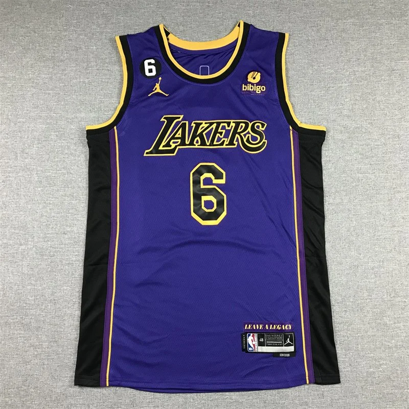 Dropshipping Top-Qualität Sport Jordan Basketball Trikot NBA Lakers 6 Ankündigung Purple Jordan Trikot