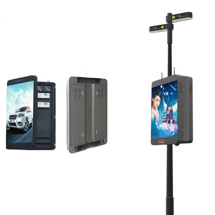 Electronic Roadside Solar Powered WiFi 3G 4G Control Street Light Pole Banner P4 P5 P6 LED Display