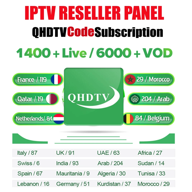 Qhdtv IPTV Resellers Panel 1year Subscription Lxtream Code Live VOD