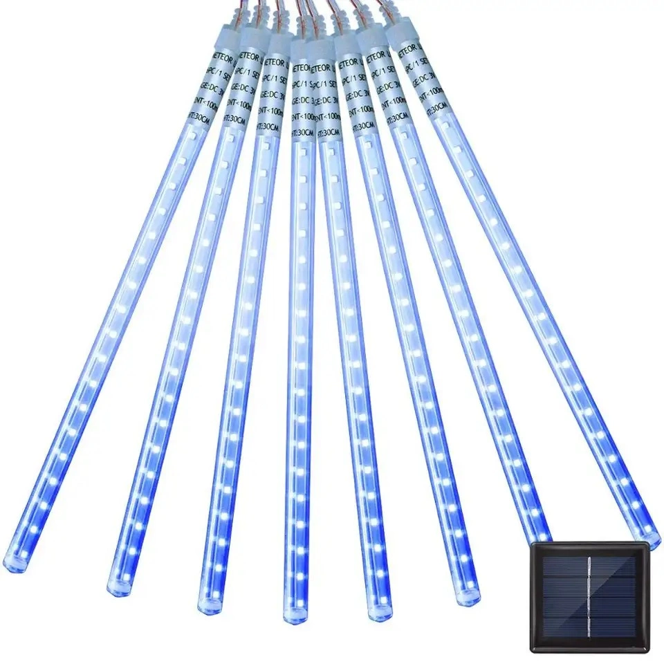 LED 8 أنبوب teor دش أضواء المطر المصابيح الشمسية Icicle ينارة سقوط الثلج من المطر ينارة منحدرة للإضاءة الخارجية للحديقة