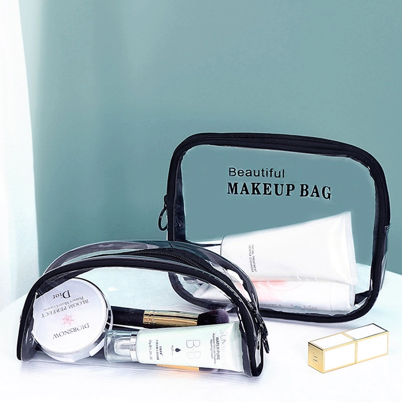 Wholesale/Supplier OEM Cheap Portable Clear PVC Makeup Bag Zipper Waterproof Transparent Travel Storage Pouch Cosmetic Toiletry Bag with Handle