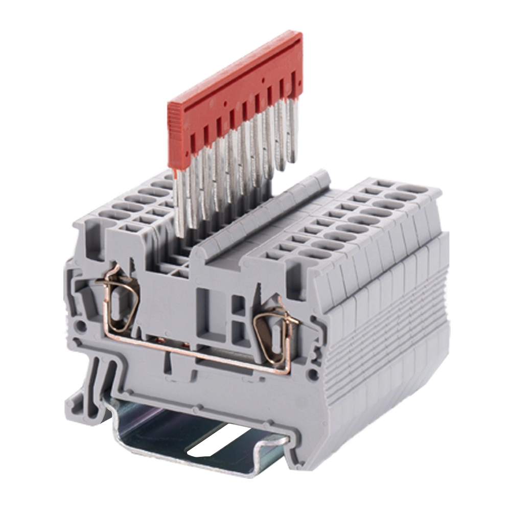 6mm Earthed Screwless Spring Cage DIN Rail Terminal Block