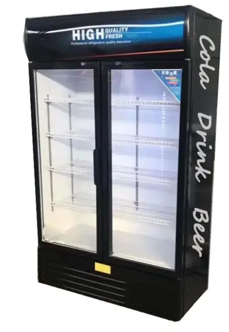 Refrigerador de congelador vertical para bebidas de 650 L com visor de duas portas e frigorífico para bebidas Supermercados