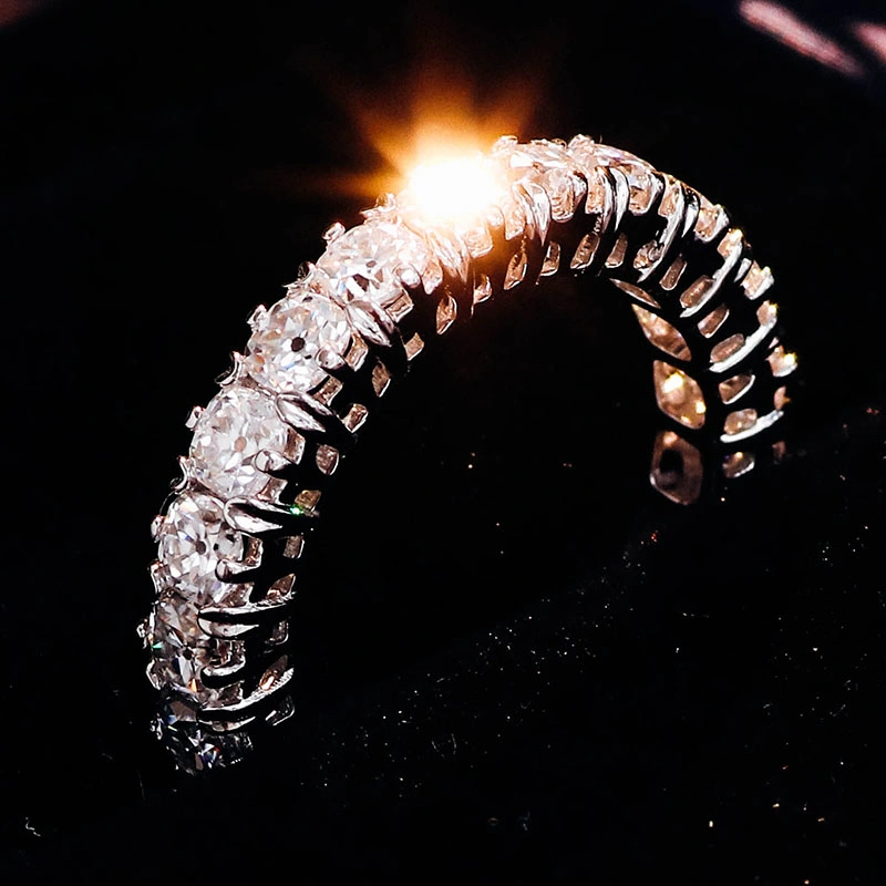 10K White Gold Ring Wedding Band Full Eternity Lab (حزمة زفاف ذات حلقة ذهبية بيضاء) مجوهرات ماسية من حجر المويسانيت