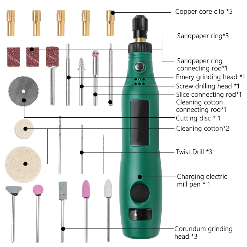 Wireless Multifunctional Electric Grinding Drill, Rechargeable Mini USB Drill