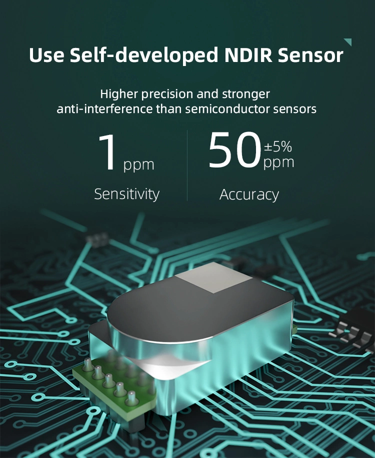 Monitor de la calidad del aire con WiFi, medidor de dióxido de carbono, el analizador de calidad del aire y el sensor de CO2 (NDIR)