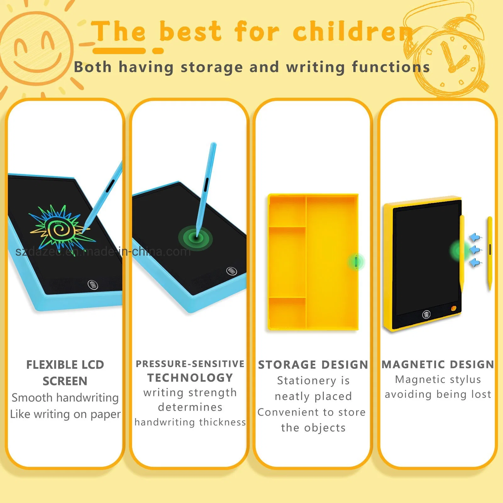 9.5 Inches LCD Writing Tablet and Pencil Box 2 in 1 Design Colorful Writing Tablet Box for All Ages