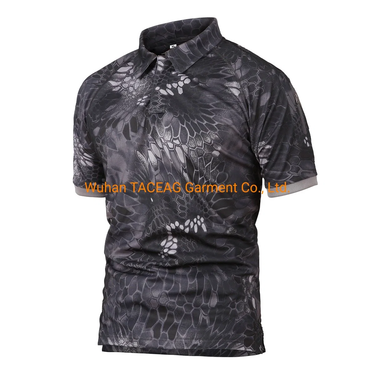 Acu Camouflage Color Arm with Zipper Polo Shirt