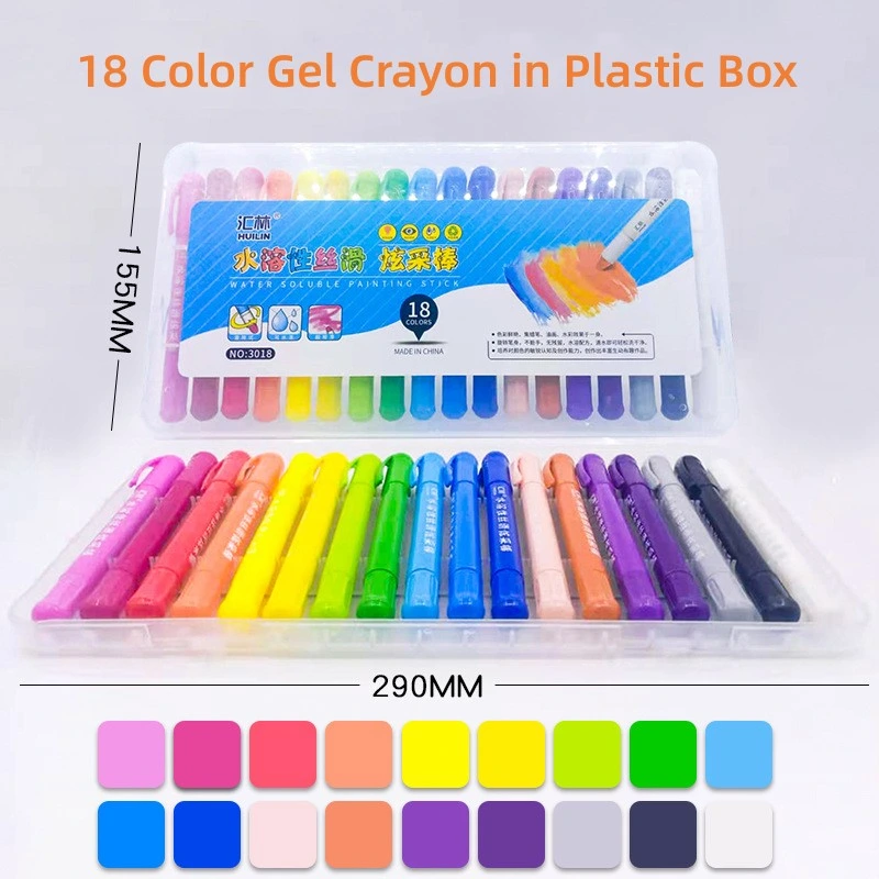 Lápis de gel de 24 cores para crianças, lápis de giz Twistable não tóxicos, conjunto para crianças, cor Crayon-pastel-Watercolor Effect (caixa de plástico)