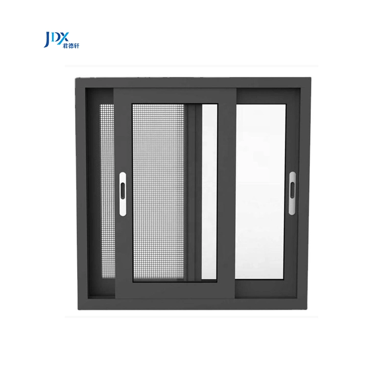 72 X 48 Inch Double Glazed 3 Tracks Garden 1.2X1.2 Sliding System Windows Aluminium Security Sliding Window with Shutters