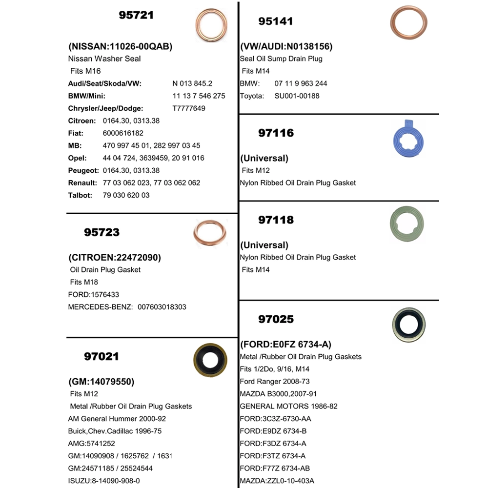 in Stock Automotive Parts Metal/Rubber/Copper/Stainless Steel/Blue Gray Aluminium Oil Drain Plug Gasket Flat Washer