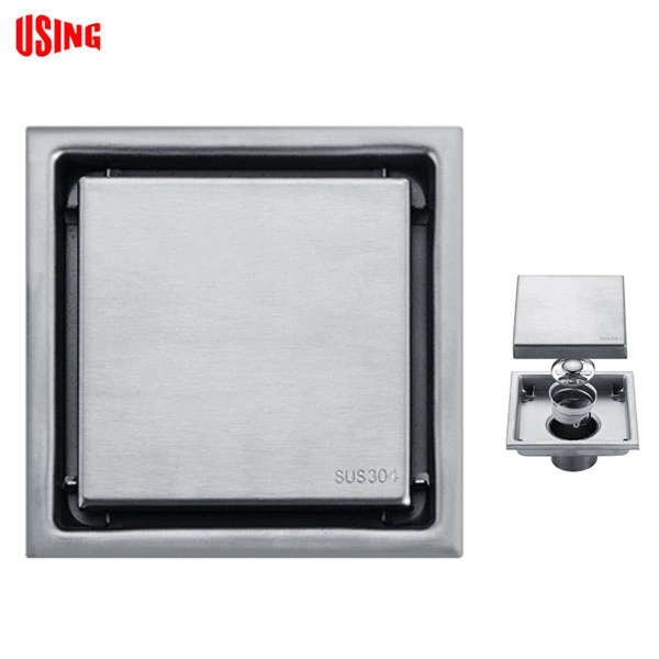 Shower Stainless Steel Square Tile Insert Conceal Invisible Floor Drain