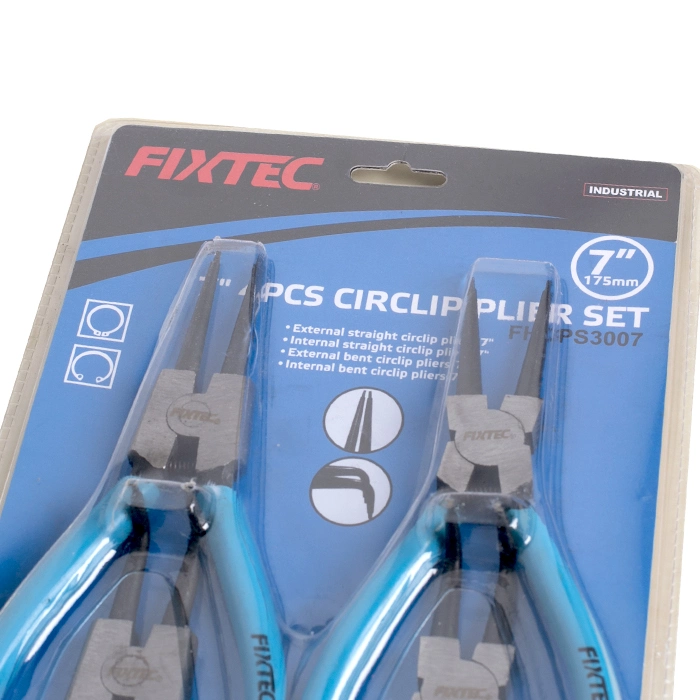 Fixtec 4PCS Circlip Plier Set CRV Professional Hand Tools 7 Inch CRV Snap Ring Circlip Plier Set