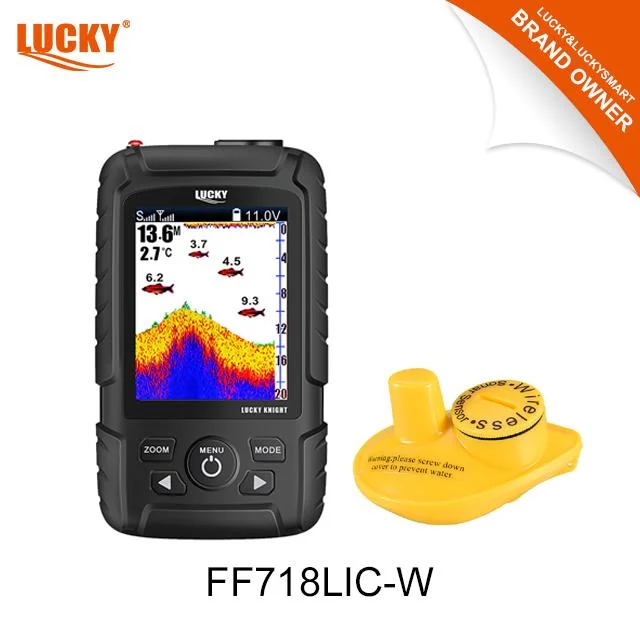 Lucky fish finder FF718lic-W Batería de litio-ion 3.7V 2,8 pulgadas de pantalla de matriz de puntos de color con el tipo de sensores inalámbricos W