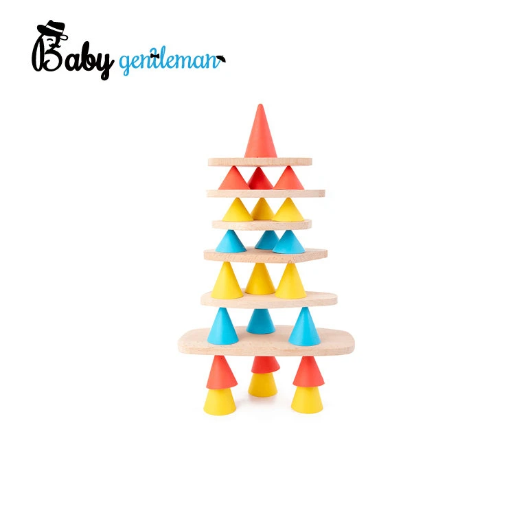 Funny Cone-Shaped Building Blocks DIY Creative Assembling Children's Educational Wooden Tower Stacking Blocks Z13374D