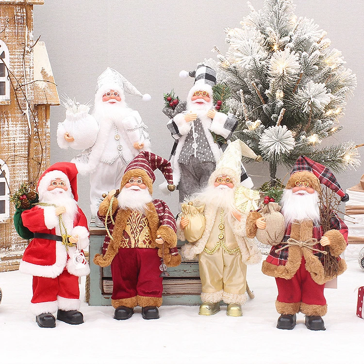 Exquisita bigote blanco Santa Claus de Navidad de plástico de la decoración del hogar parte suministros