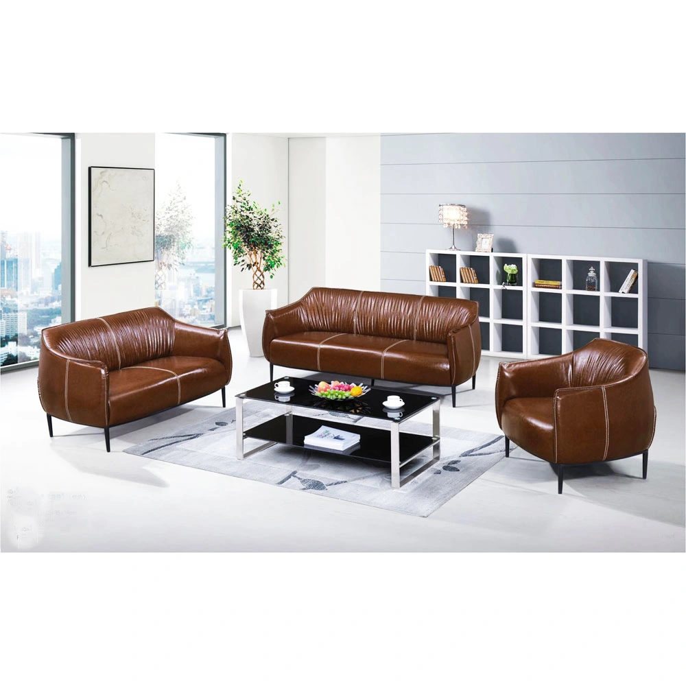 Hot Sell Modern Foshan Leather 1+1+3 Genenie Italian Leather Office Sofa Set