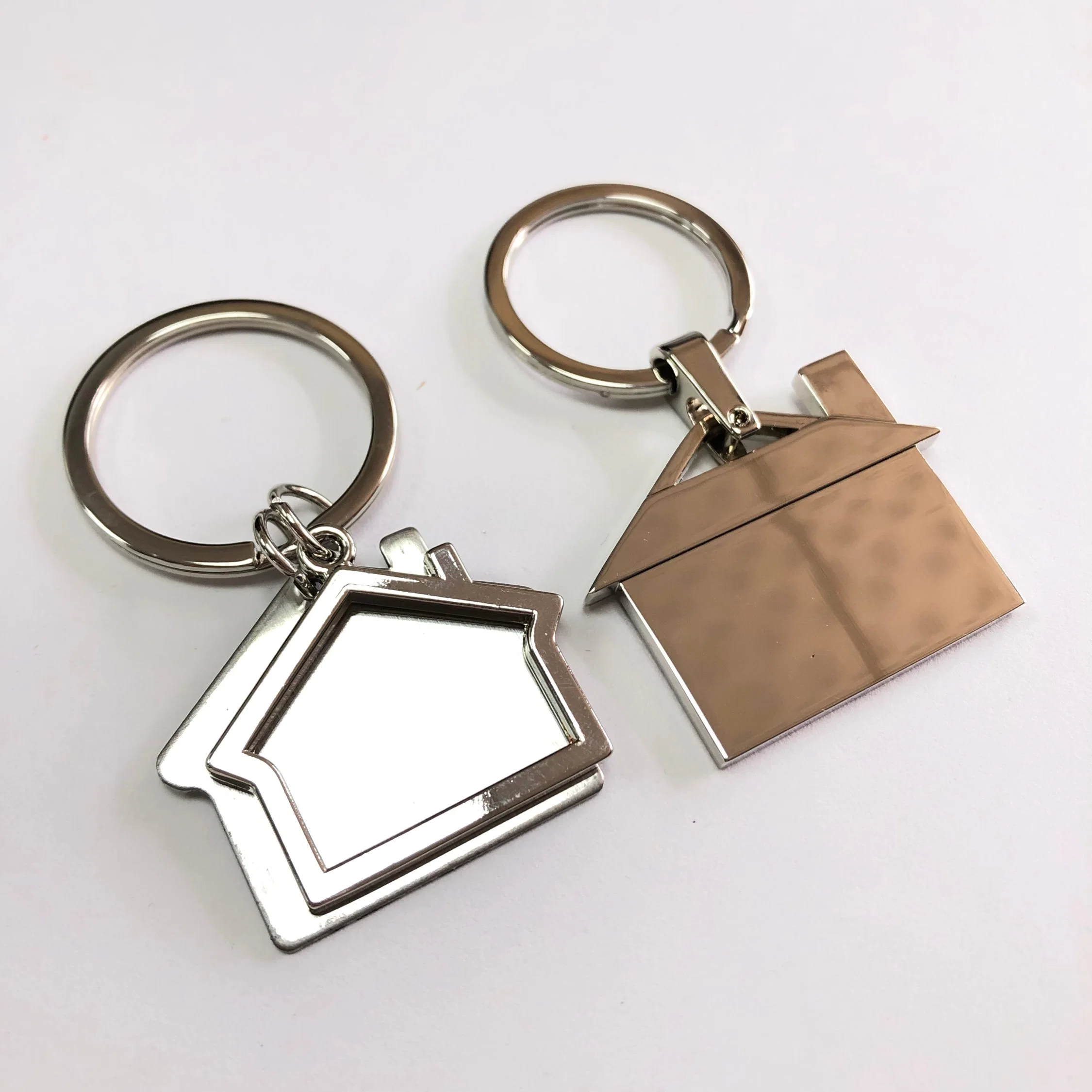 Gift Custom Logo Keyring Silver House Advertising Laser Logo Metal Key Tag