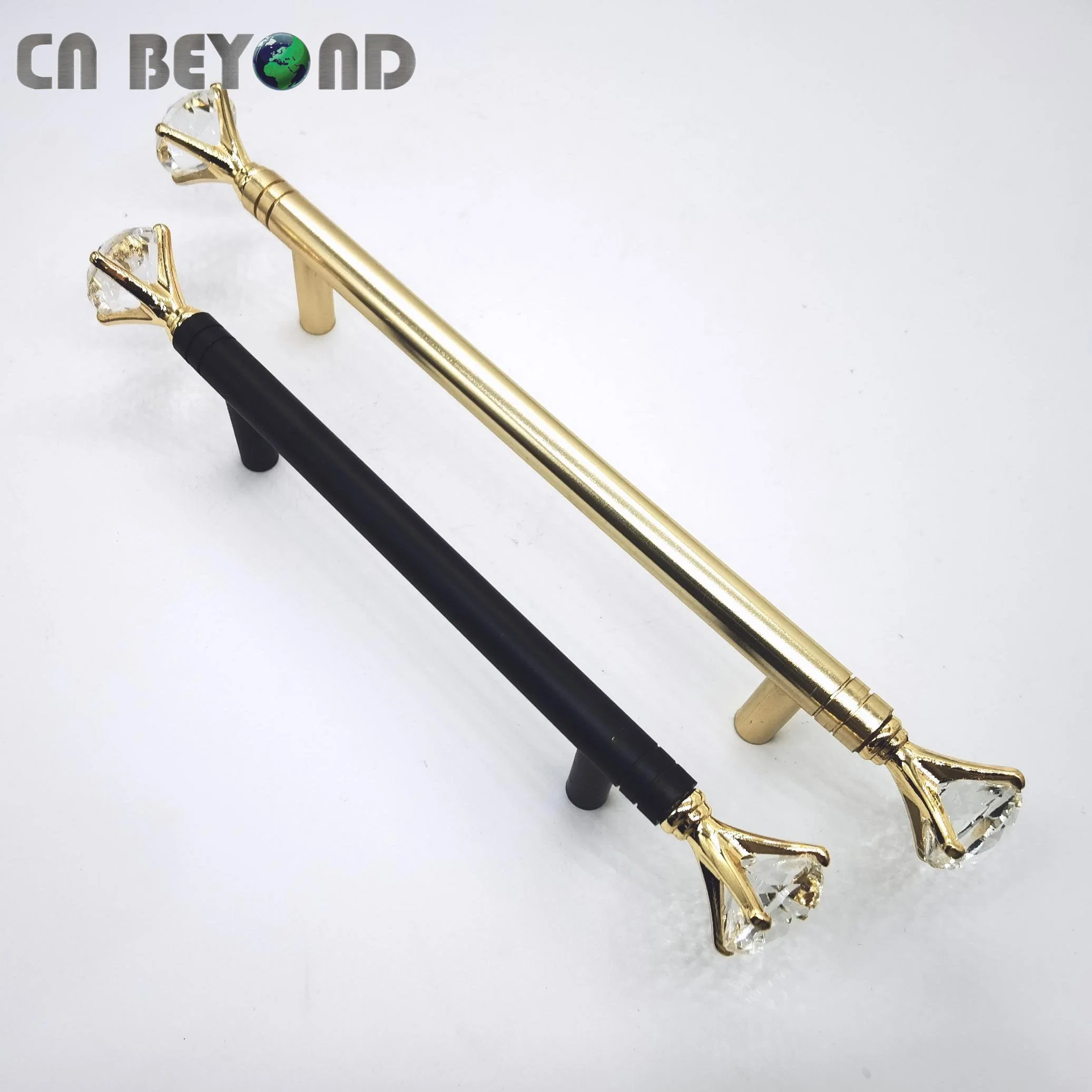 Fashion Crystal Design Zinc Alloy T Bar Door Window Kitchen Cabinet Pull