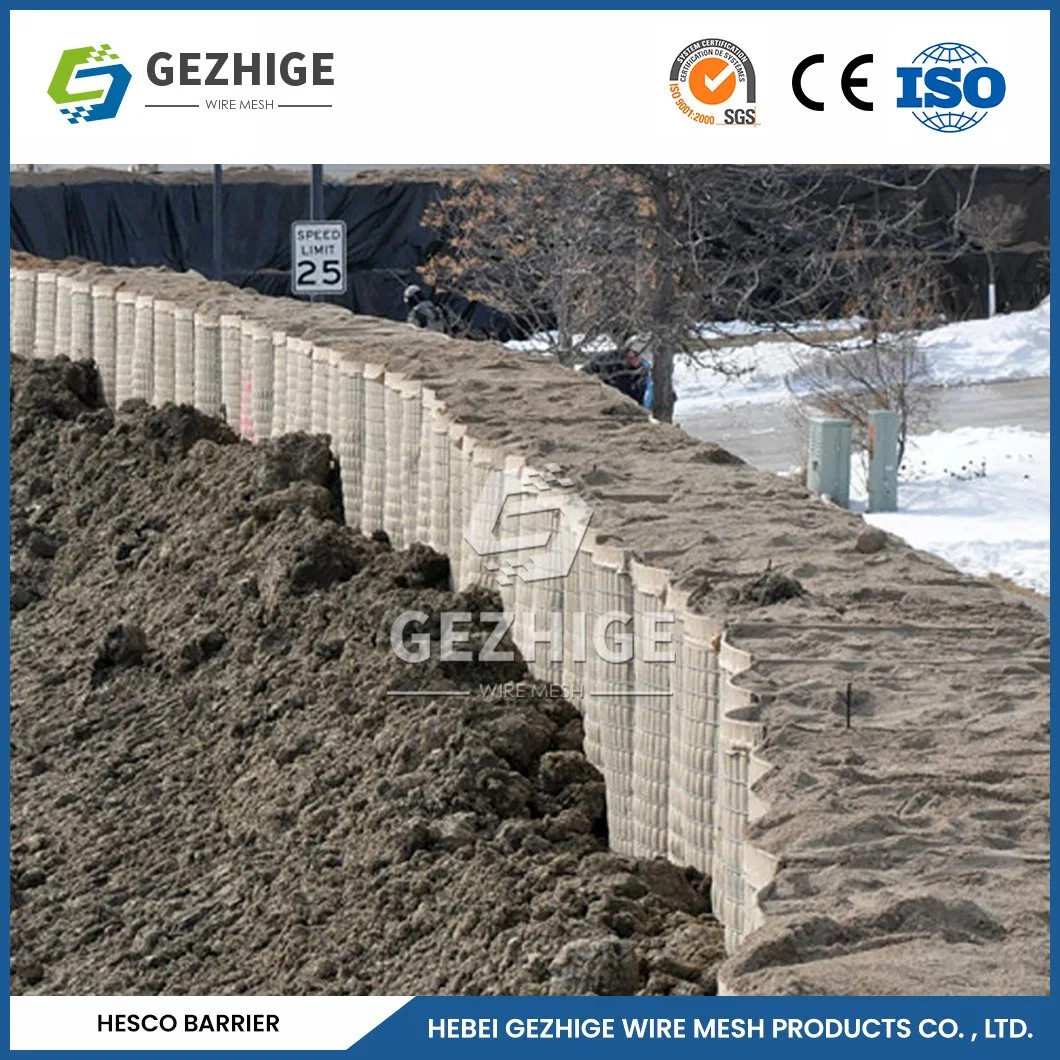 Gezhige 3.0-4.0mm Selvedge Wire Thickness Industries Galvanized Gabion CE Certification Galvanized PP Gabion Bag China Low Cost Anti-Explosion Gabion Net