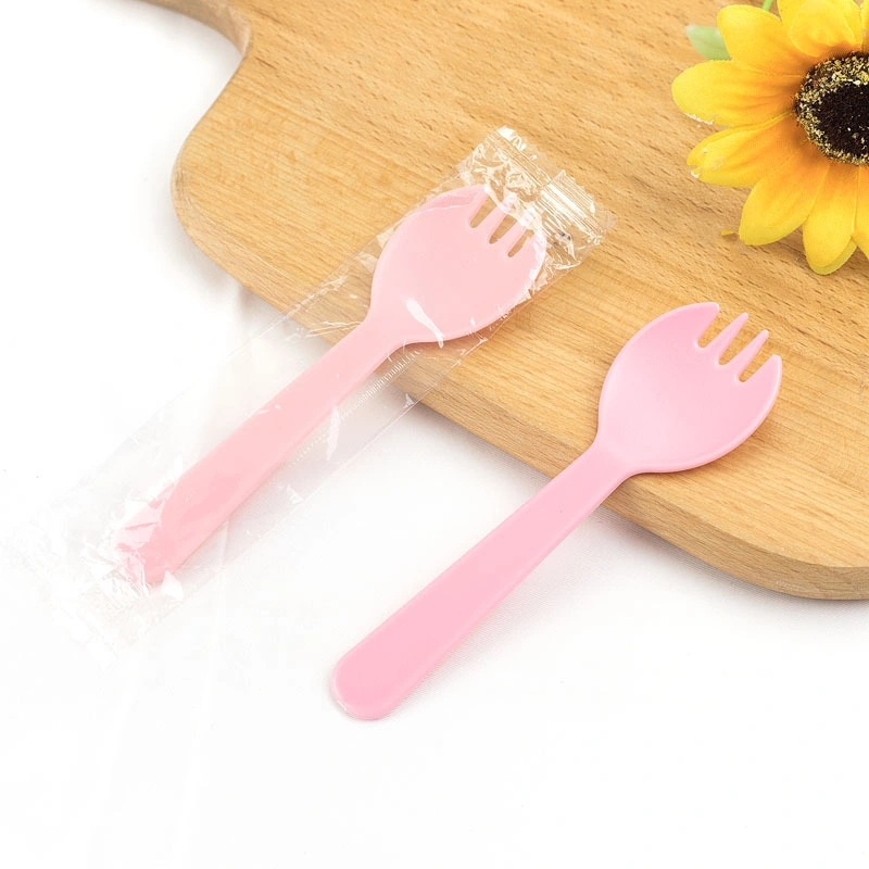 Disposable Kitchenware Plastic Cake Spoon Thickened Fruit Fork Individually Packaged (115 mm)