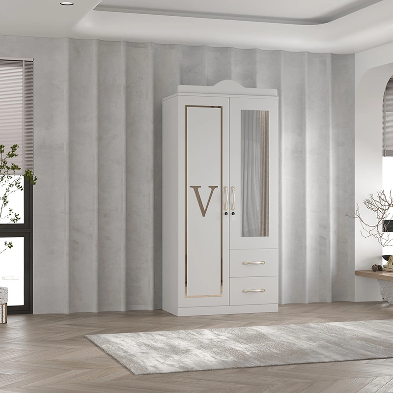 Wholesale/Supplier Customizable Furniture 2 Door White Wooden Wardrobe Cabinet Closet Modern Style Middle East Armoire Wardrobe Closet Set Storage Kids Wardrobe