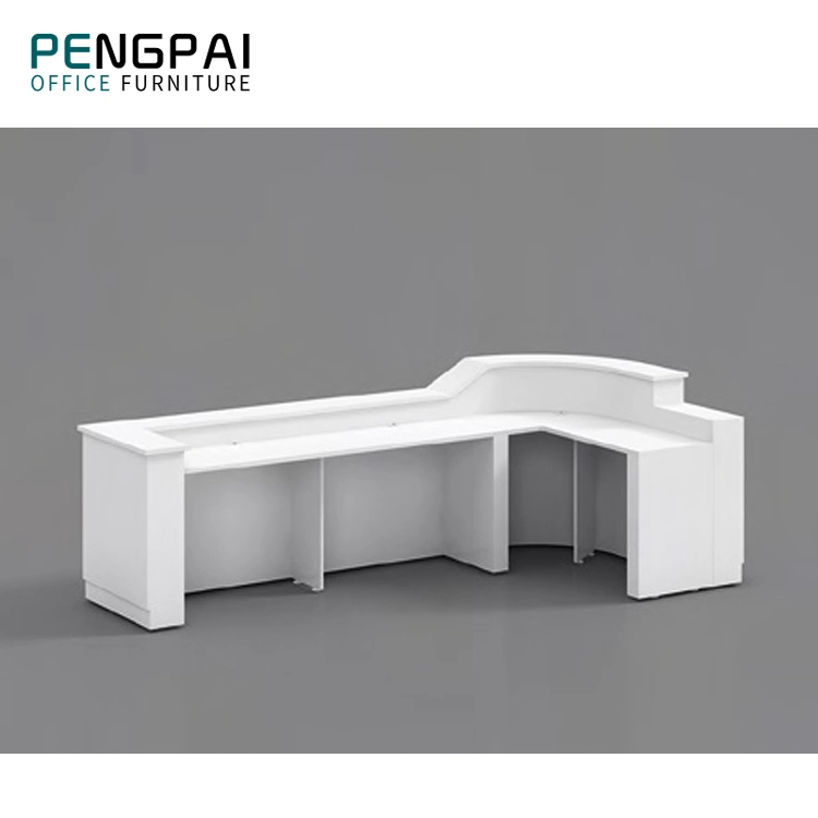 Cheap Counter Reception Desk Furniture Wooden Luxury Modern Curved L Shaped White Office Furniture Front Desk