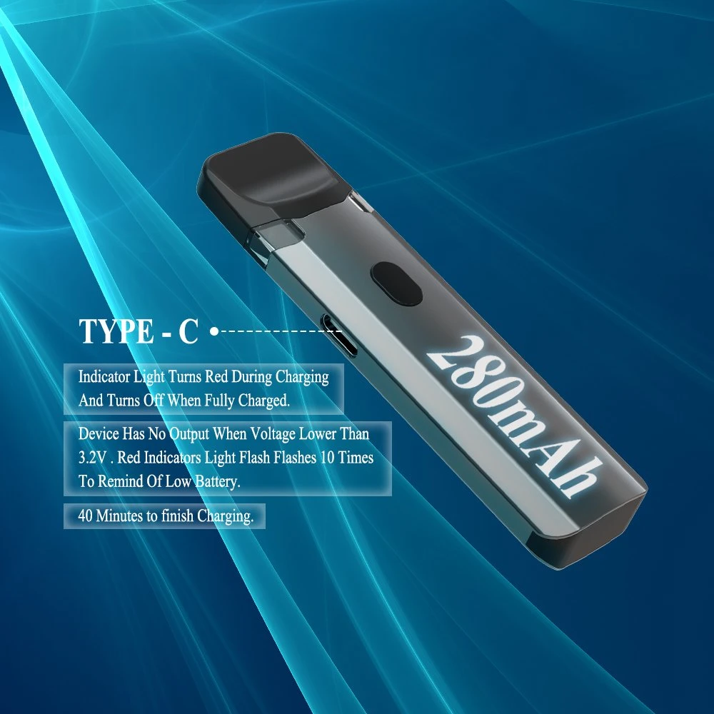 Disposable/Chargeable Vape Pen 280mAh Battery Ceramic Coil 5-Click on/off