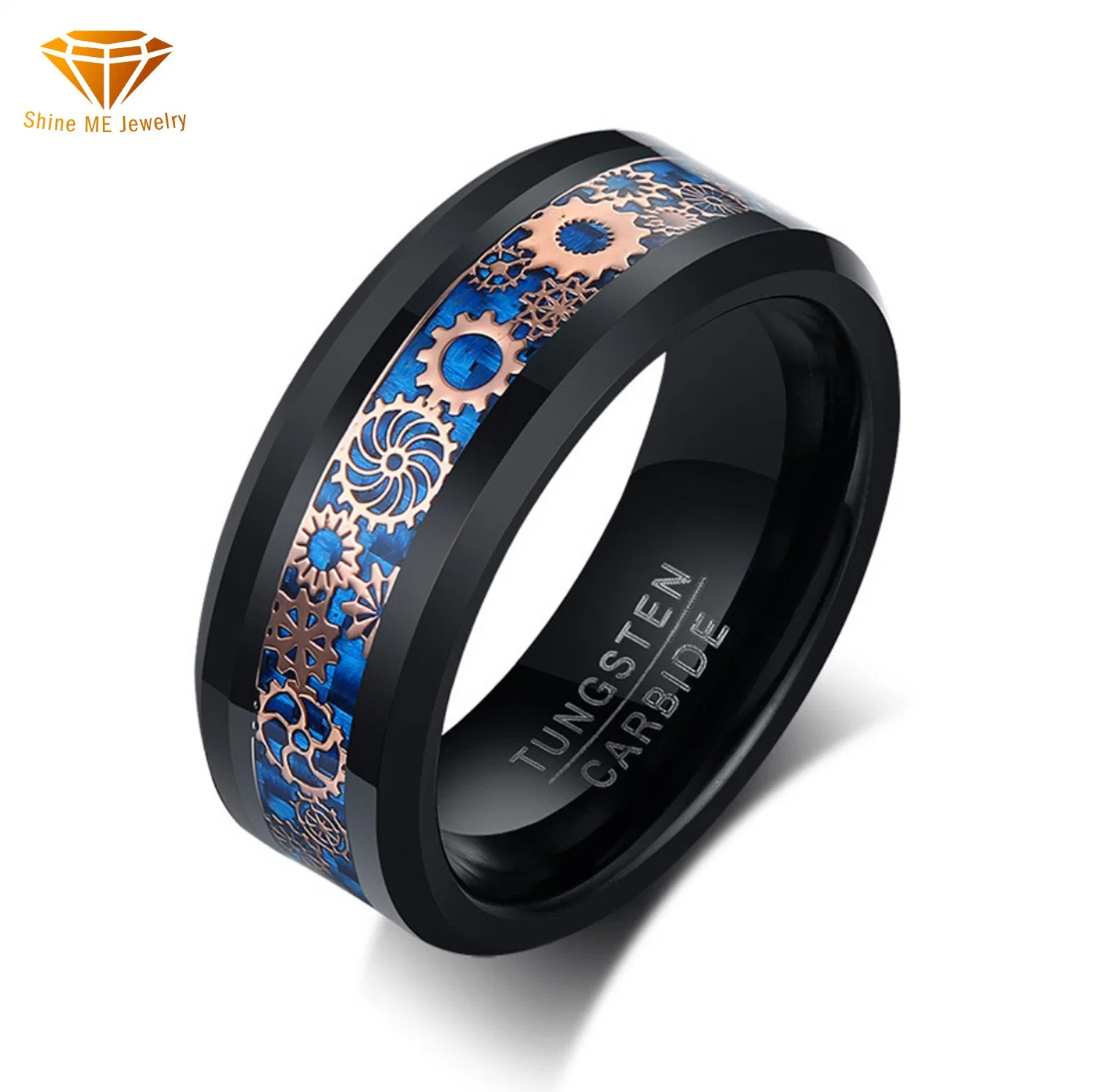 Trendy Fashion Tungsten Steel Gear Ring Black Men's Jewelry Factory Direct Supply Tst2115