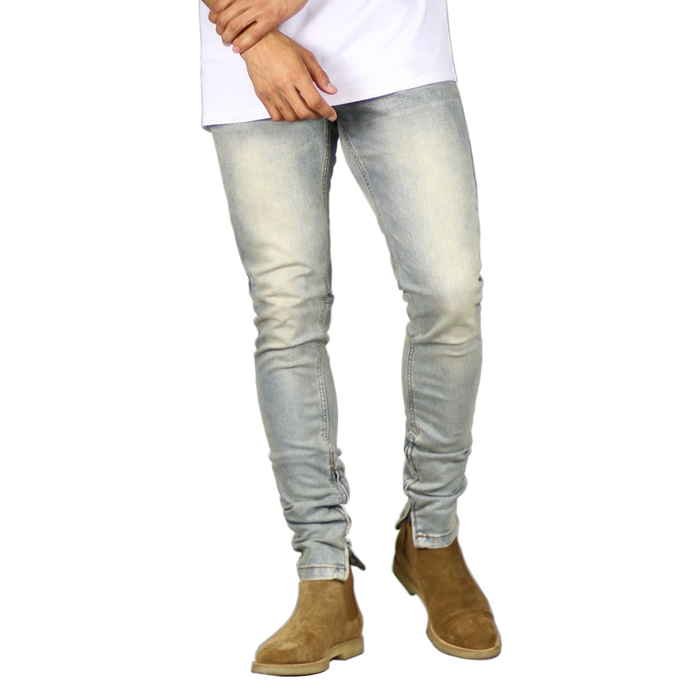 Jeans Zipper Decoration Slim Fit Do Old Men's Jeans