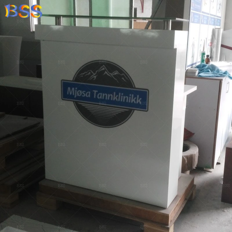 Dental Clinic Furniture Receptionist Counter Custom Logo Marble Stone Small Dental Clinic Receptionist Counter