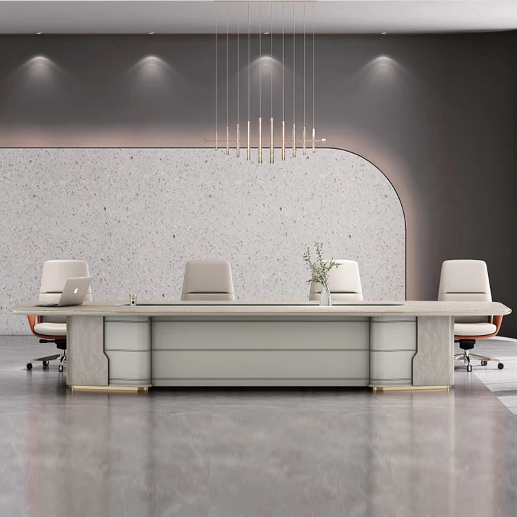 Liyu Dirty White Movable Room Half Circle Table De Reunion Presentation Style Combination Oval Conference Desk