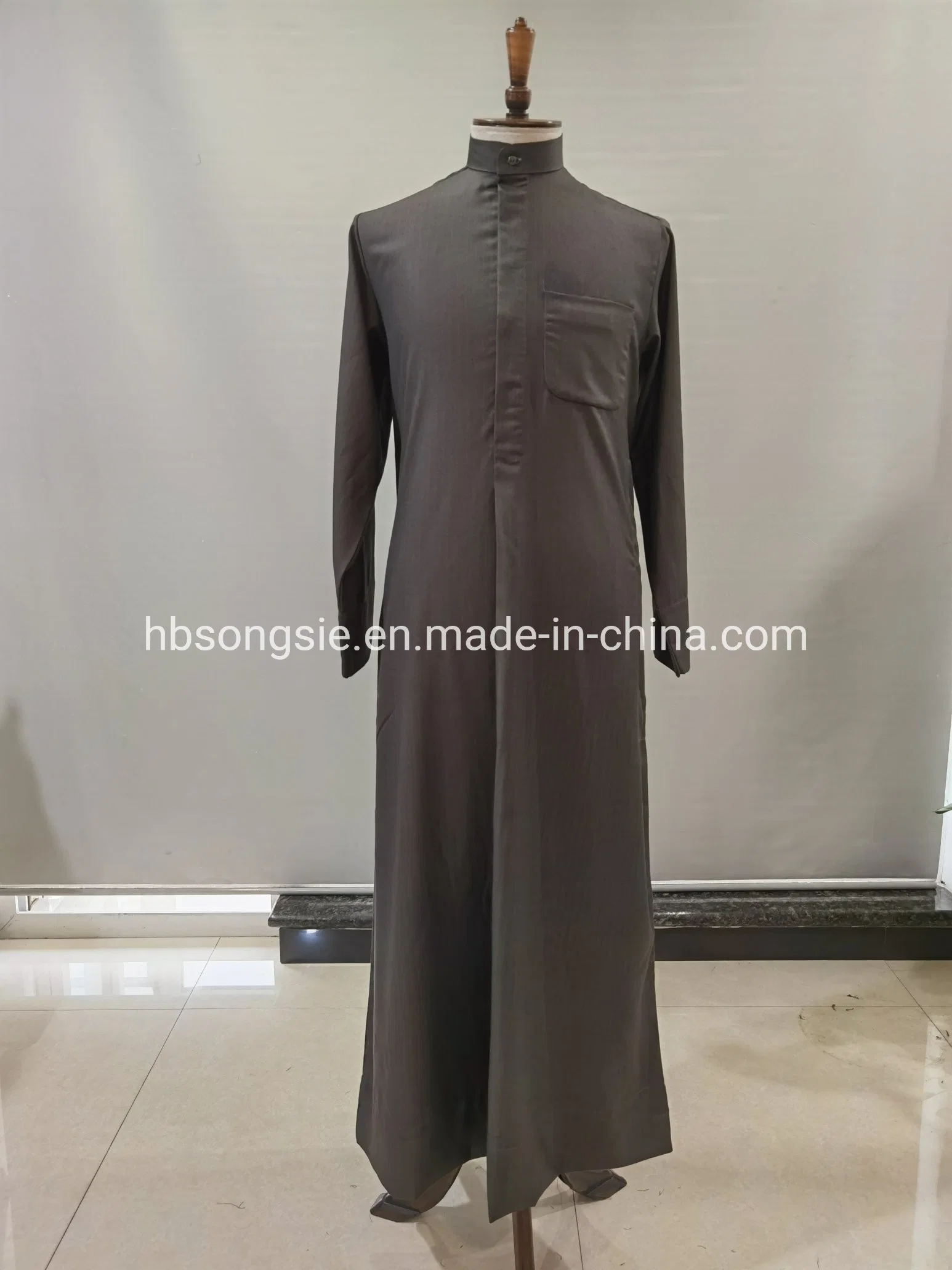 Stand Collar Muslim Dress for Men Dubai Abaya for Adult