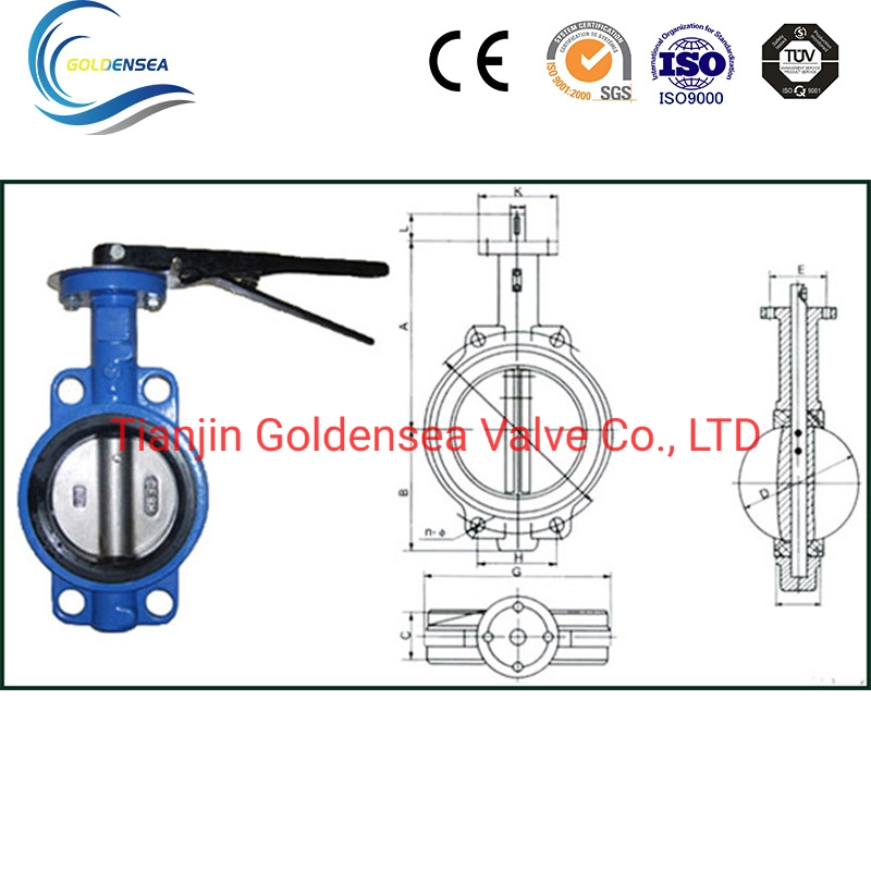 Prices List Manual Wafer Type Rubber Soft Seal with Signal Flange Water Butterfly Valve