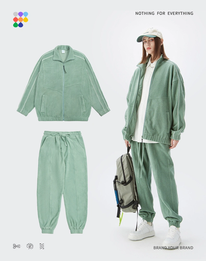 Traje de chándal personalizado conjunto de trajes deportivos de invierno chaqueta de camiseta largo Manga 100% Color Coat+Pants GYMS Casual Sportswear Traje ropa deportiva
