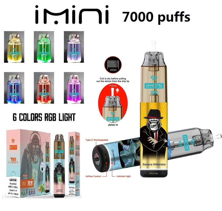 Original Imini Vape 7000 Puffs Wholesale/Supplier Disposable/Chargeable Electronic Cigarette Vapor for Randm Tornado 8000 9000 10000puffs of Disposable/Chargeable E Cigarette