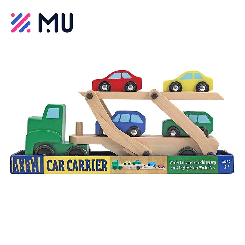 Carrier Truck Cars Set Educational Push Go Car Set Wooden Toy for Kids