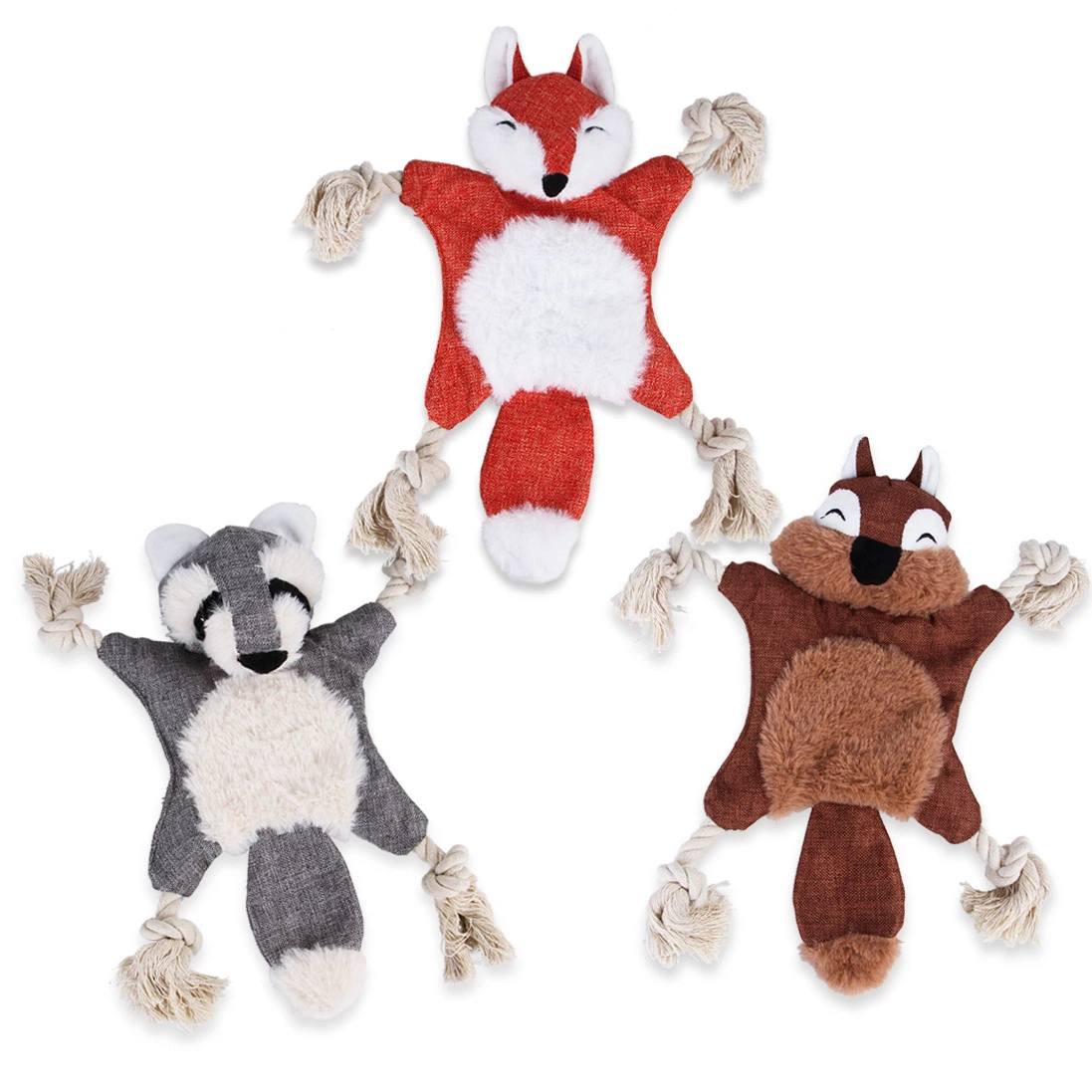 High Quality Pet Dog Tricolor Fox Animal Plush Pet Interactive Chewing Toy Wholesale Dog Toys
