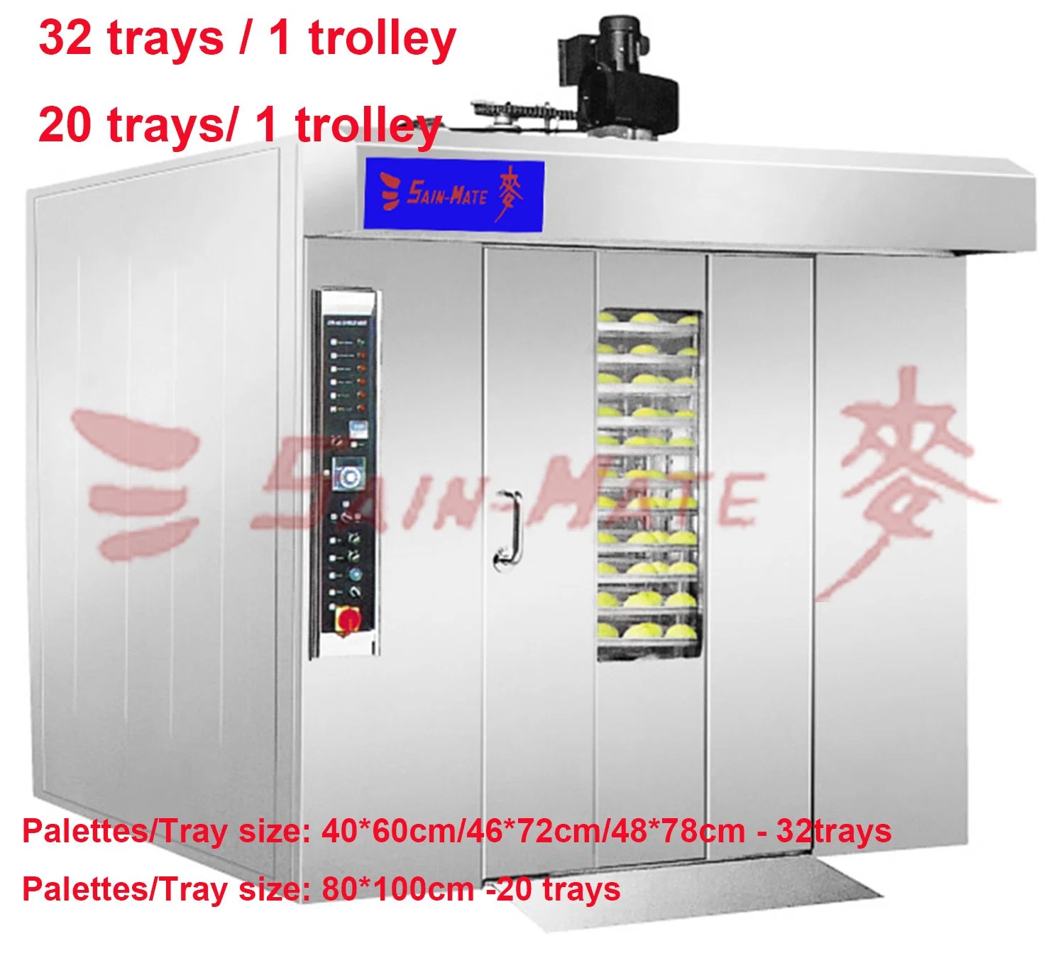 Industrial Bakery Gas Diesel Electric Bread/Cake/Biscuits/Cookies 12-128trays Hot Air Convection Rotary Oven