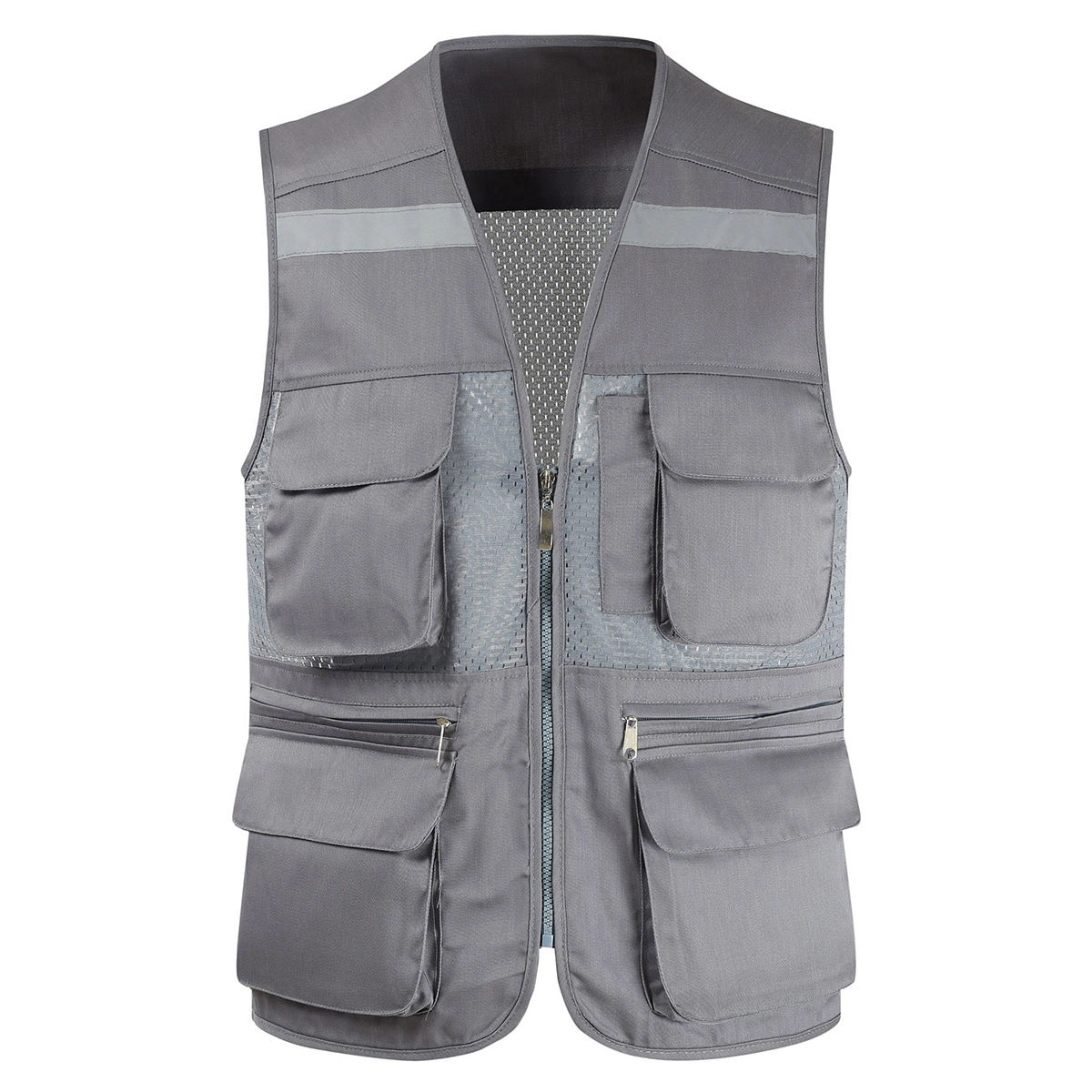 Men's Casual Outdoor Work Safari Fishing Travel Photo Cargo 100% Polyester Vest Jacket Multi Pockets